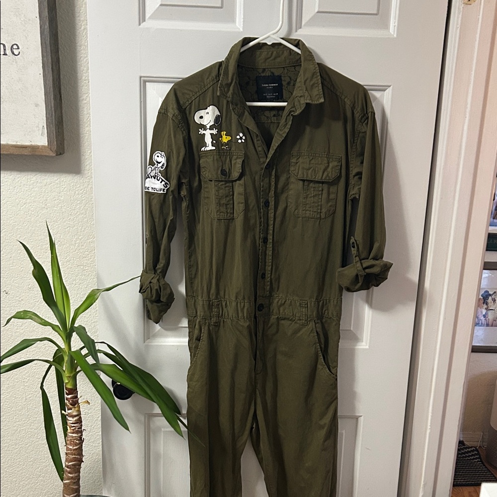 Zara Green Jumpsuit with Cartoon Accents